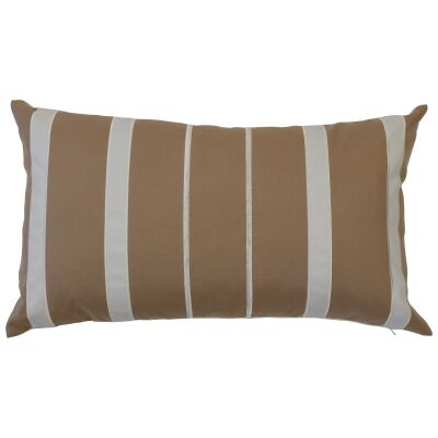 Cancun Fabric Indoor / Outdoor Lumbar Cushion Cover, Khaki / Ecru