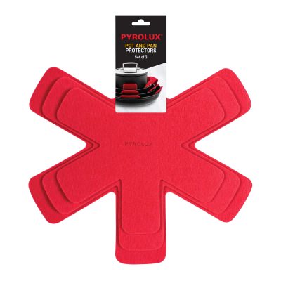 Pyrolux 3 Piece Pot & Pan Protector Set, Red