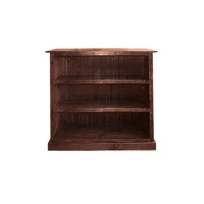 LA New Zealand Pine Timber Low Bookcase, 90cm, Walnut