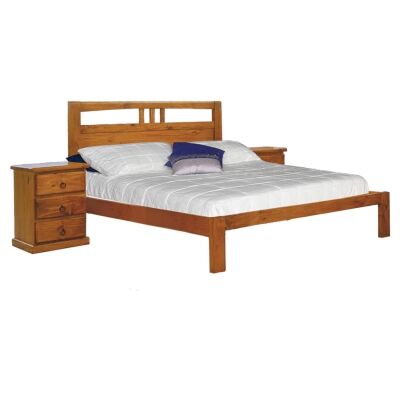 Kate New Zealand Pine Timber Bed, Double, Blackwood