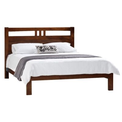 Kate New Zealand Pine Timber Bed, Double, Walnut