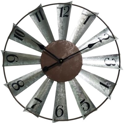 Bram Windmill Metal Round Wall Clock, 60cm