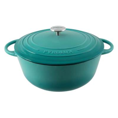 Pyrolux Pyrochef Cast Iron Round French Oven, 26cm, Aquamarine