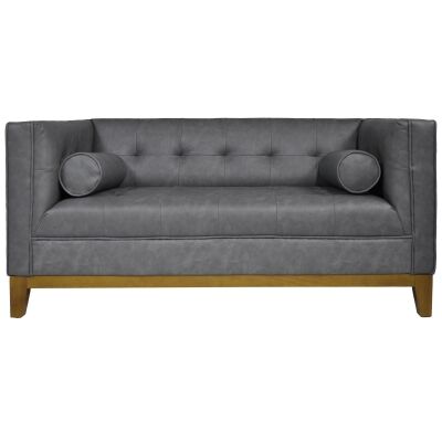 Calvin Faux Leather Sofa, 2 Seater, Stormy Grey