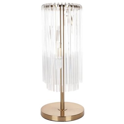 Zara Glass Tube Droplet Table Lamp, Brass