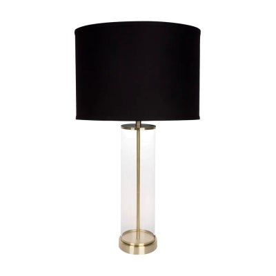 East Side Glass Base Table Lamp, Brass / Black