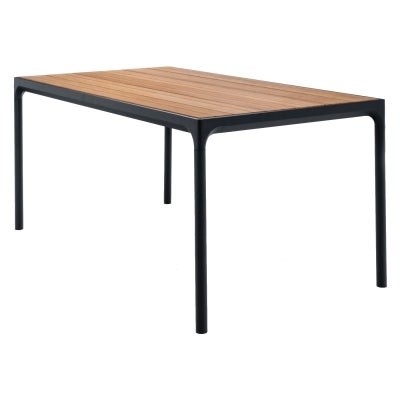 Houe Four Outdoor Dining Table, Bamboo Top, 160cm, Natural / Black