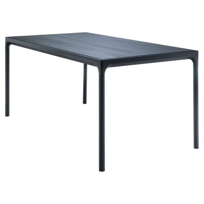 Houe Four Outdoor Dining Table, Metal Top, 160cm, Black / Black