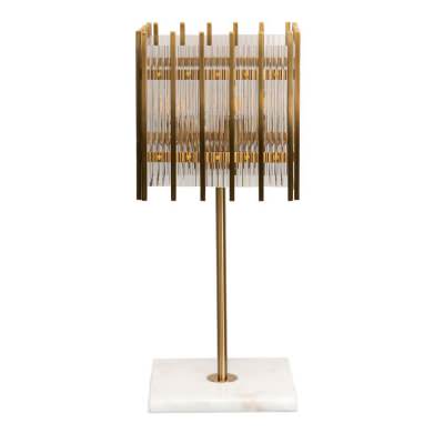 Paloma Glass & Metal Square Table Lamp, Brass