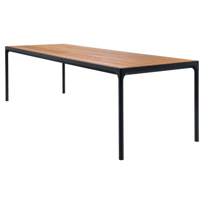 Houe Four Outdoor Dining Table, Bamboo Top, 270cm, Natural / Black