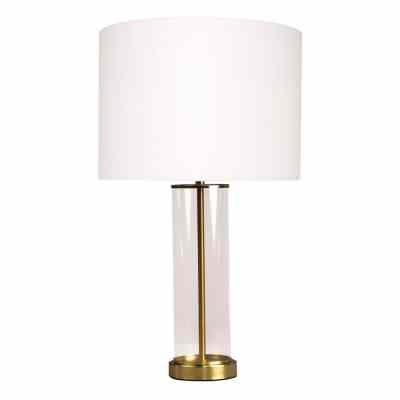 East Side Glass Base Table Lamp, Brass / White