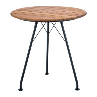 Houe Circum Round Outdoor Dining Table, Bamboo Top, 74cm, Natural / Black