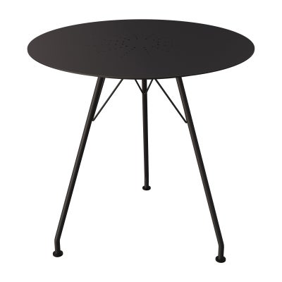 Houe Circum Round Outdoor Dining Table, Metal Top, 74cm, Black / Black