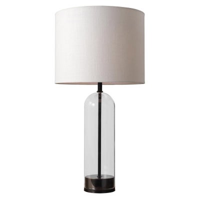 Ira Glass & Metal Base Table Lamp, White
