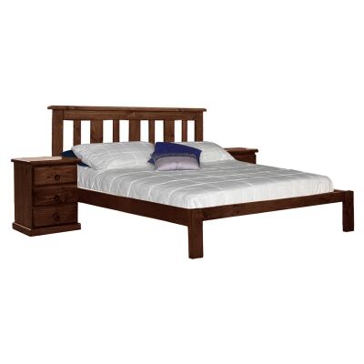 Gina New Zealand Pine Timber Bed, Double, Walnut