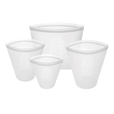 Avanti Pinch & Lock 4 Piece Silicone Reusable Bags Set, Small, White