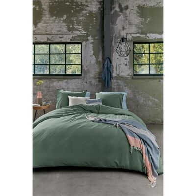 Beddinghouse Basic Organic Cotton Quilt Cover Set, Super King, Green
