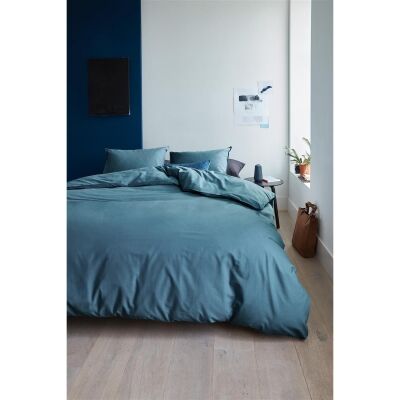 Beddinghouse Basic Organic Cotton Quilt Cover Set, Queen, Blue Grey