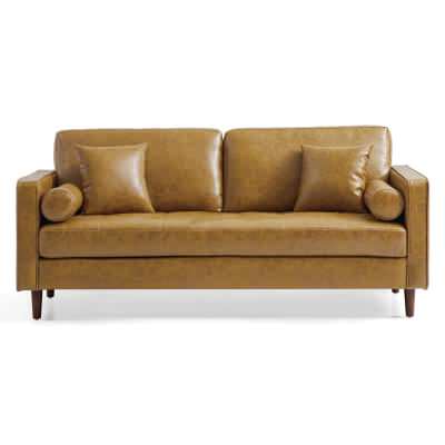 Barcenora Bonded Leather Sofa, 3 Seater, Tan