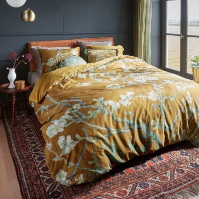 Beddinghouse Van Gogh Almond Blossom Cotton Sateen Quilt Cover Set, Queen, Ochre
