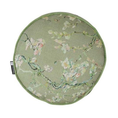 Beddinghouse Van Gogh Almond Blossom Cotton Slub Round Cushion, Green
