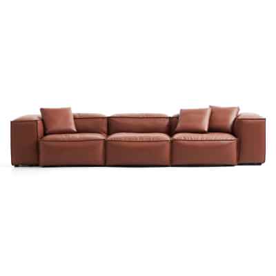Touff Bonded Leather Modular Sofa, High Arms, 5 Seater, Tan