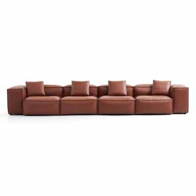 Touff Bonded Leather Modular Sofa, High Arms, 6 Seater, Tan