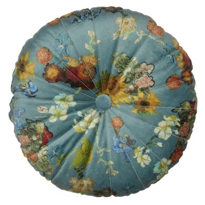 Beddinghouse Van Gogh Boule de Fleurs Velvet Round Cushion, Teal