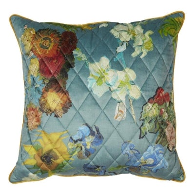 Beddinghouse Van Gogh Carre Fleuri Velvet Scatter Cushion, Teal