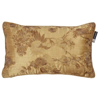 Beddinghouse Van Gogh Fleur d'Or Embroidered Silk Lumbar Cushion, Gold