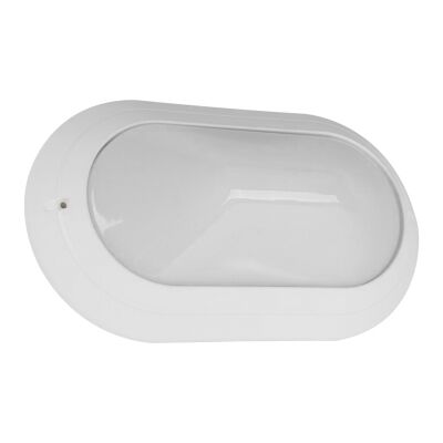 Polyring IP65 Italian Made Exterior Bunker Wall Light, Plain, Large Oval, White
