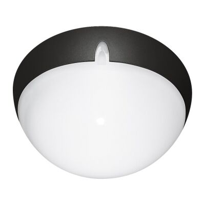 Polydome IP66 Italian Made Exterior Ceiling Light, Small, Black