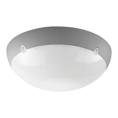 Polydome IP66 Italian Made Exterior Ceiling Light, Large, Silver