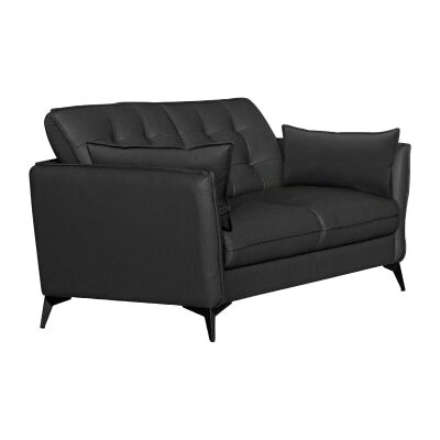 Rossiter Leather Sofa, 3 Seater, Black