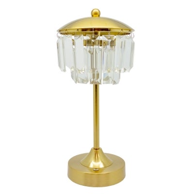 Rouxel Iron & Crystal Glass Rechargeable USB LED Table Lamp