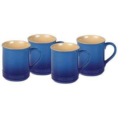 Chasseur La Cuisson 4 Piece Mug Set, 350ml, Blue