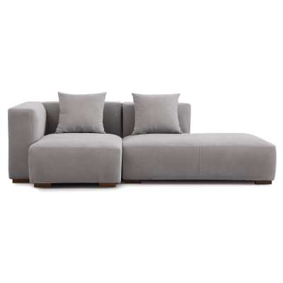 Mareno Modern Fabric Modular Corner Sofa, 3 Seater Armless with LHF Chaise, Light Grey