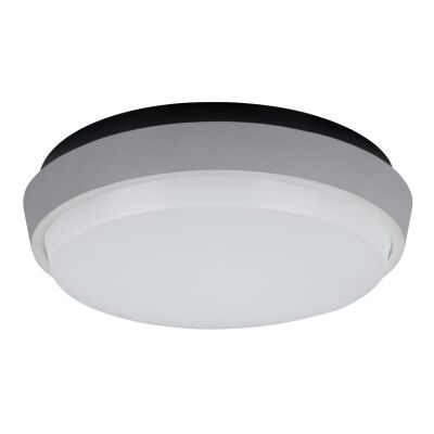 Disc IP54 Indoor / Outdoor LED Oyster Light, 3000K, 24cm, Silver
