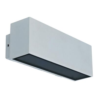 Block IP65 Exterior Up / Down LED Wall Light, 3000K, Wide, Silver