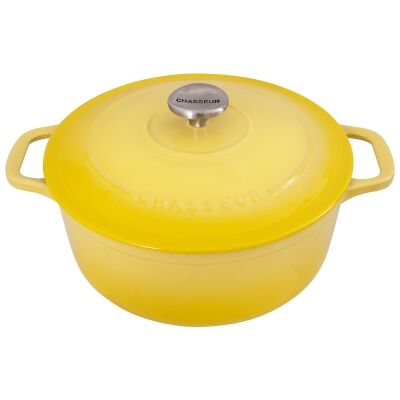 Chasseur Cast Iron Round French Oven, 28cm, Lemon Yellow