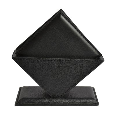 Ellowe Leather 6 Piece Square Coaster Set with Holder, Black