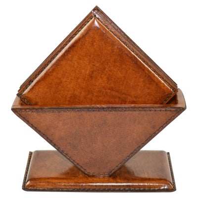Ellowe Leather 6 Piece Square Coaster Set with Holder, Tan