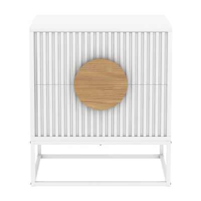 Belmonte Fluted Bedside Table, White