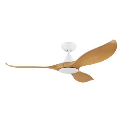 Noosa Indoor / Outdoor DC Ceiling Fan with Remote, 132cm/52", White / Bamboo