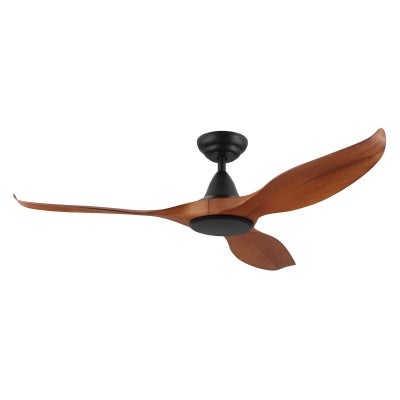 Noosa Indoor / Outdoor DC Ceiling Fan with Remote, 132cm/52", Black / Teak