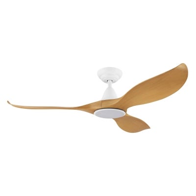 Noosa Indoor / Outdoor DC Ceiling Fan with CCT LED Light & Remote, 132cm/52", White / Bamboo