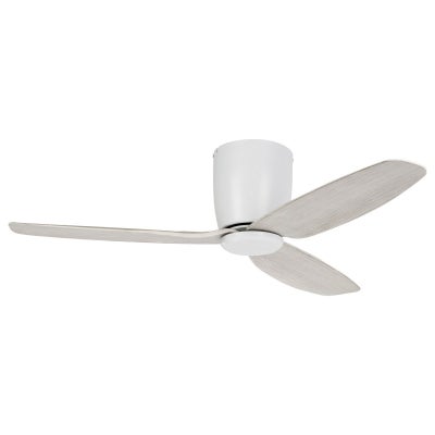 Seacliff Indoor / Outdoor DC Hugger Ceiling Fan with Remote, 112cm/44", White / Gessami Oak