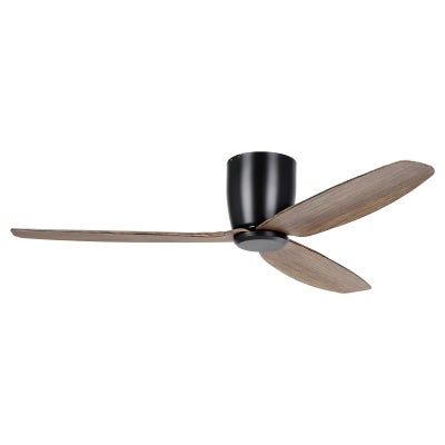 Seacliff Indoor / Outdoor DC Hugger Ceiling Fan with Remote, 132cm/52", Black / Light Walnut