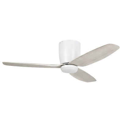 Seacliff Indoor / Outdoor DC Hugger Ceiling Fan with CCT LED Light & Remote, 112cm/44", White / Gessami Oak