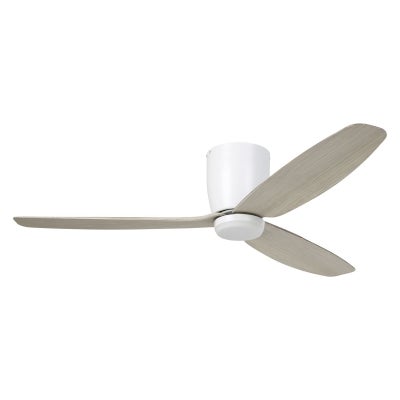 Seacliff Indoor / Outdoor DC Hugger Ceiling Fan with CCT LED Light & Remote, 132cm/52", White / Gessami Oak
